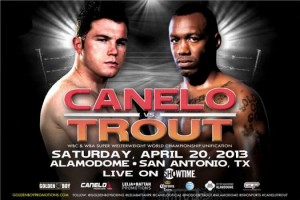 Saúl "Canelo" Álvarez (l.) defeated Austin "No Doubt" Trout (r.) at the Alamodome Saturday night.